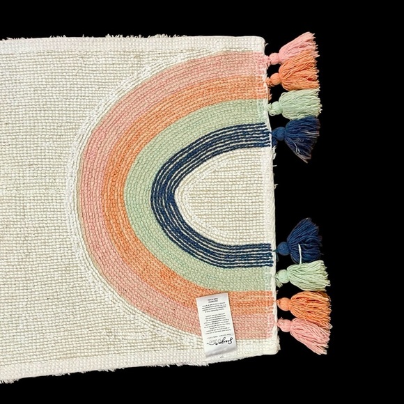 Sugar Studio 100% Cotton Rainbow Plush Tassel Rug 20” X 36” - Picture 4 of 7